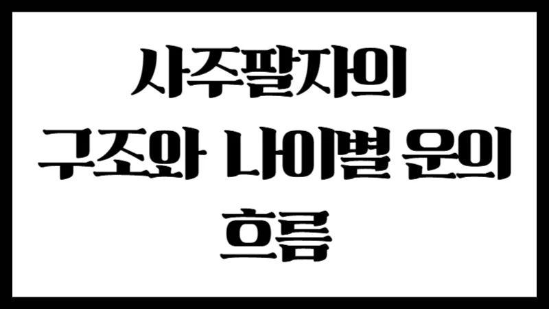 사주팔자의 구조와 나이별 운의 흐름 : 연월일시가 말해주는 인생 설계도