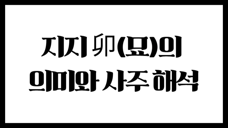 지지 卯(묘)의 의미와 사주 해석 : 변화와 연애의 기운을 지닌 봄의 토끼